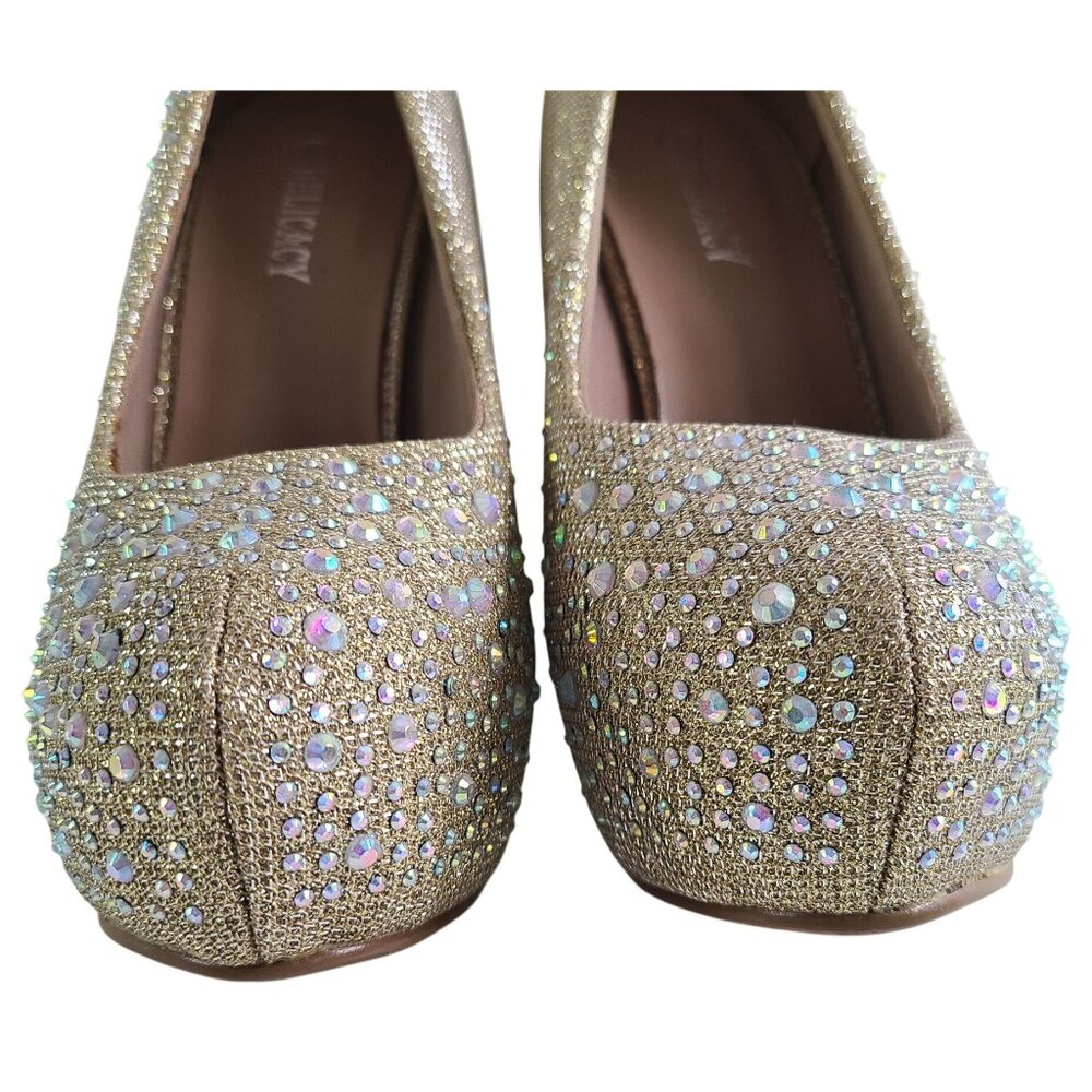 Delicacy Women's Sunset Gold Glitter Rhinestone Glam High Heel Pumps Hot Fashion - Picture 8 of 13